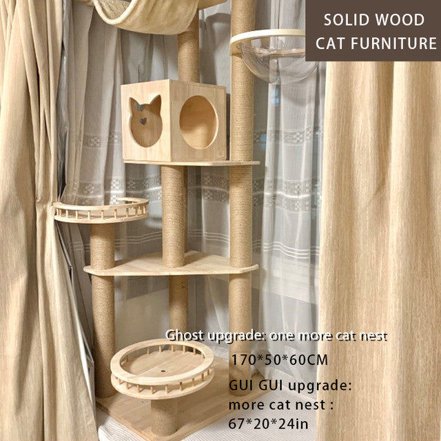 Solid Wood Cat Tree Cats Scratcher