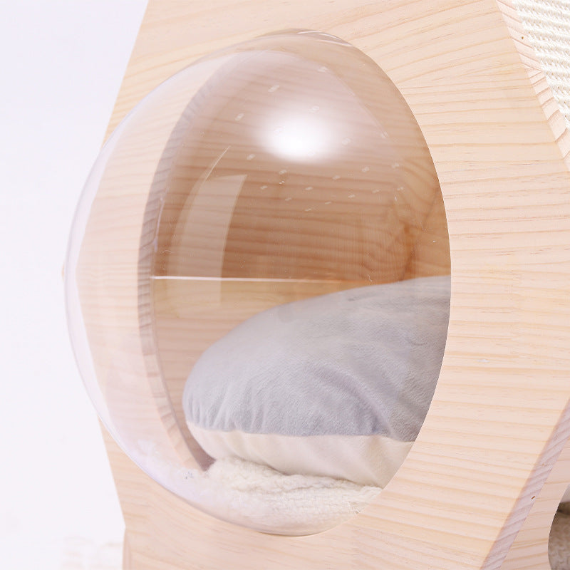 Hexagonal Space Capsule Solid Wood Cat House Cat Supplies