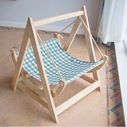 Solid Wood Cat Hammock with Washable Pad Rocking Chair 2Types