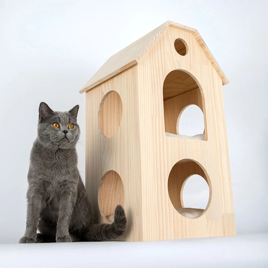 Imported Finnish pine wood Cat Tree With Cat Treadmill