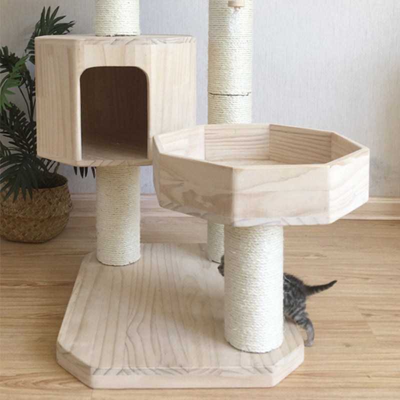 Multi-Level Cat Tower with Scratching Post 98cm