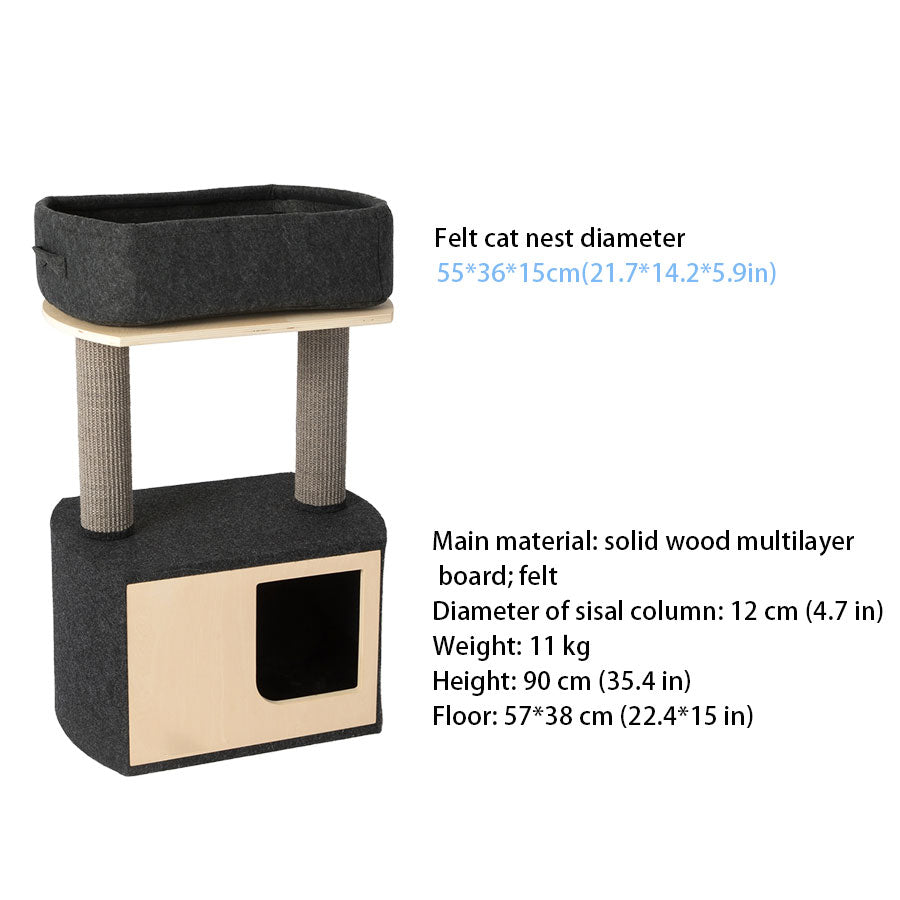 Felt Cat Tree Small Solid Wood Cat Tower 4types