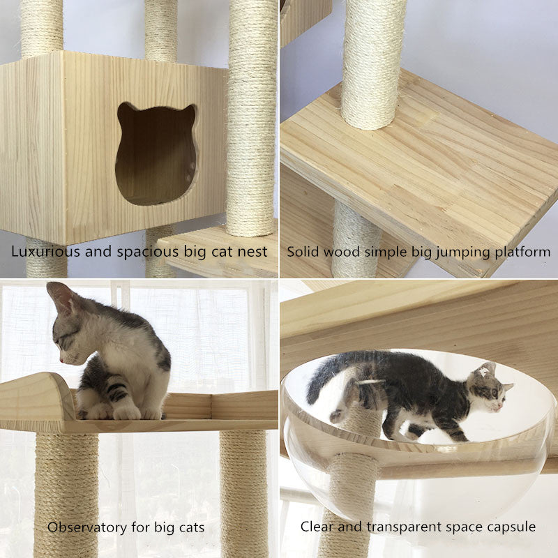 Modern minimalist space capsule wooden cat nest