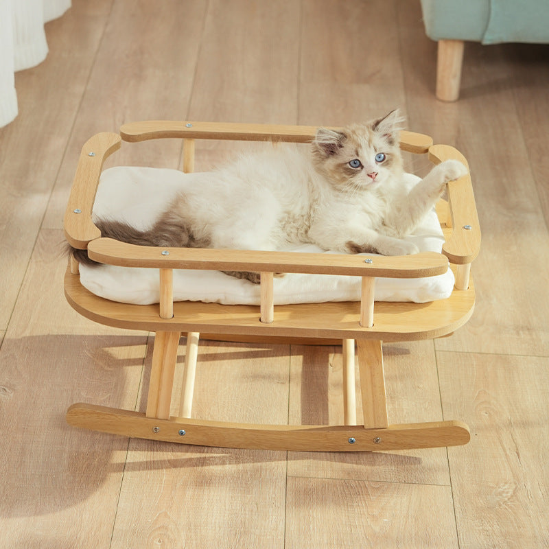 Summer cool wooden cat bed Cat rocking chair Cat hammock