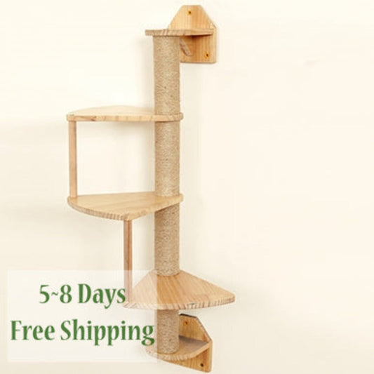 Wall-mounted Solid Wood Cat Bed Frame Cat Shelves