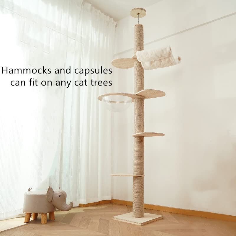 Wooden floor-to-ceiling cat tree tower