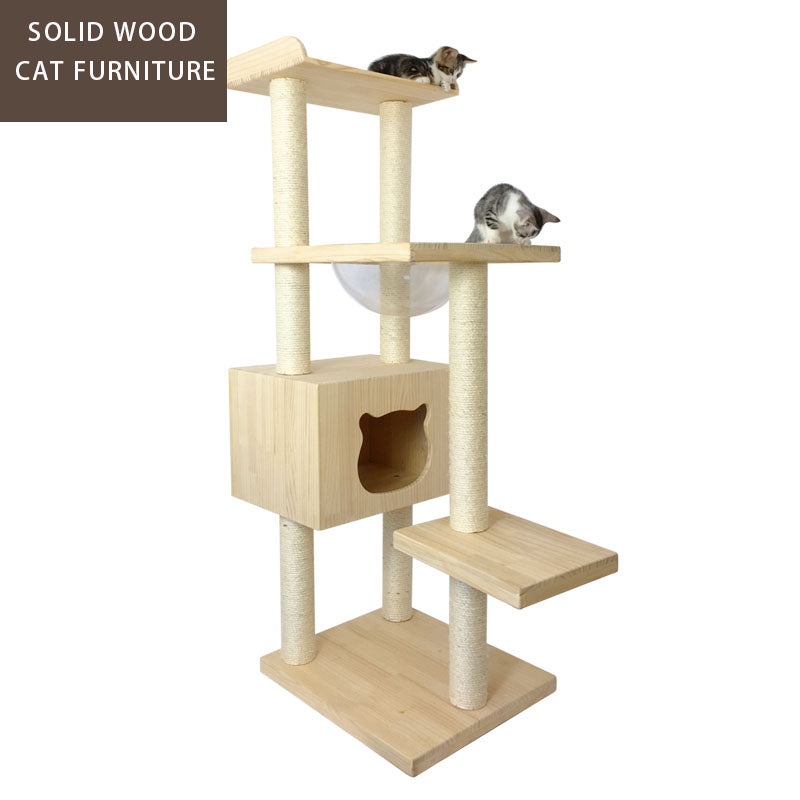 Modern minimalist space capsule wooden cat nest