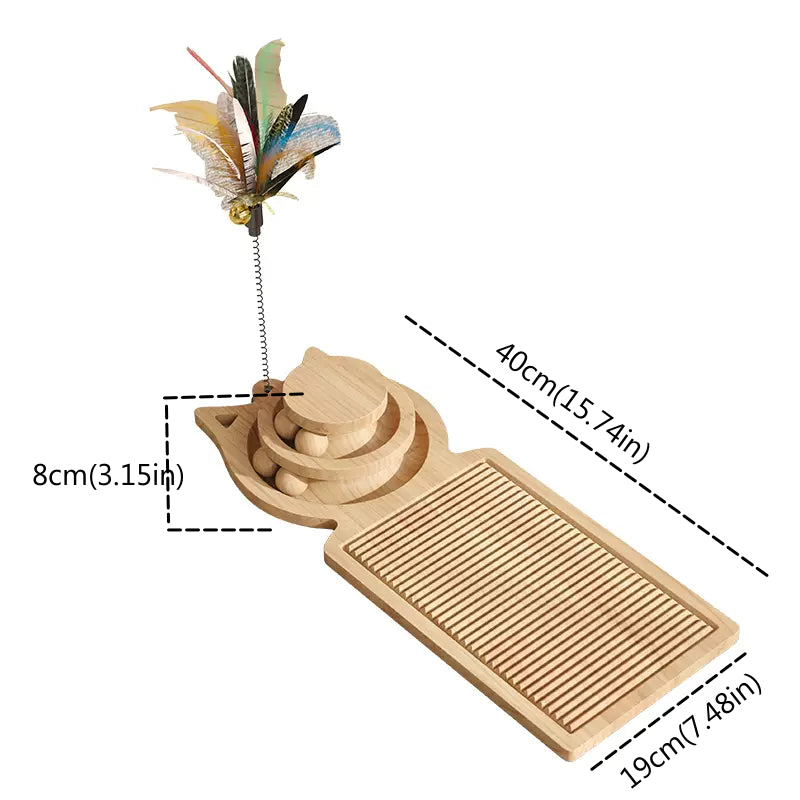 Solid Wood Cat Toys Cat Scratchboard Cat Feather Teaser