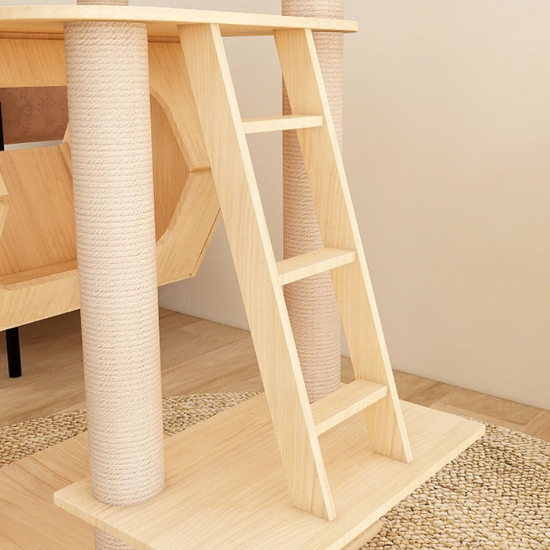 Large cat tower All-in-one solid wood cat tree