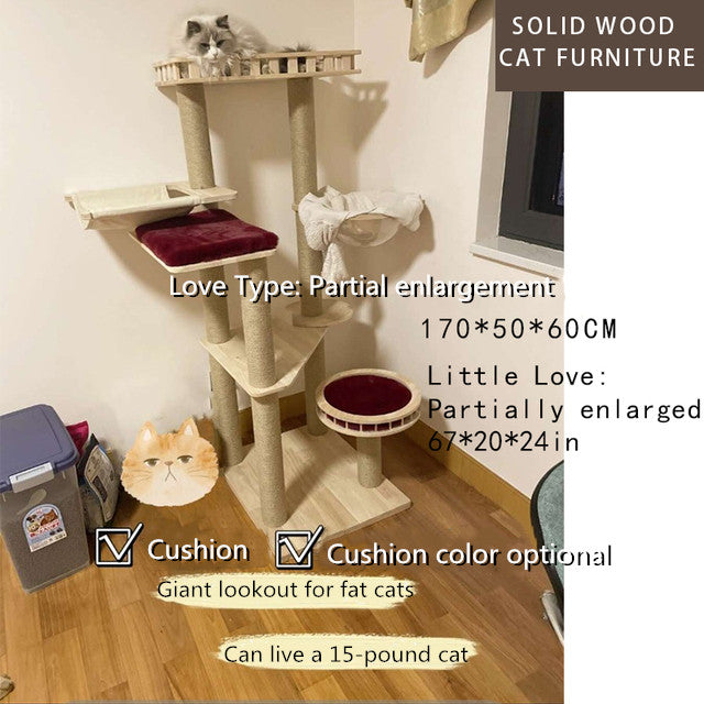 Solid Wood Cat Tree Cats Scratcher