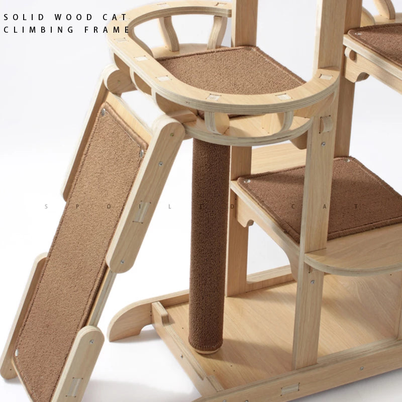 Elegant Large Solid wood cat tree