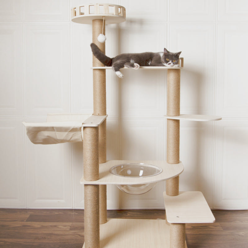 Summer cool wooden cat tree Lmitation rattan cat tree