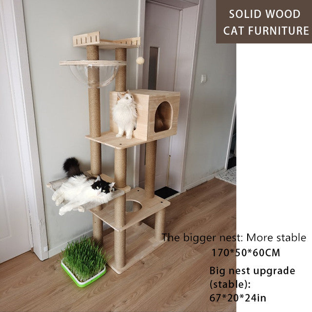 Solid Wood Cat Tree Cats Scratcher