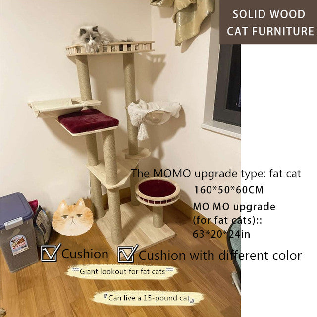 Solid Wood Cat Tree Cats Scratcher