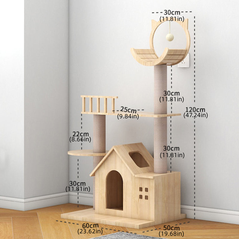 Summer cool solid wood cat tree Cat ears cat tower