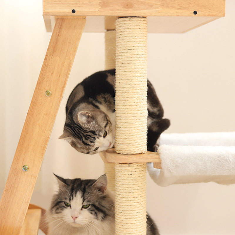 Integrated cat tree Solid wood cat bed Cat scratching post For Small Cat