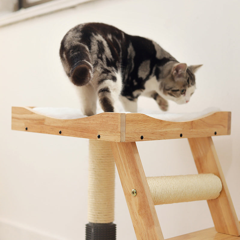 Integrated cat tree Solid wood cat bed Cat scratching post For Small Cat