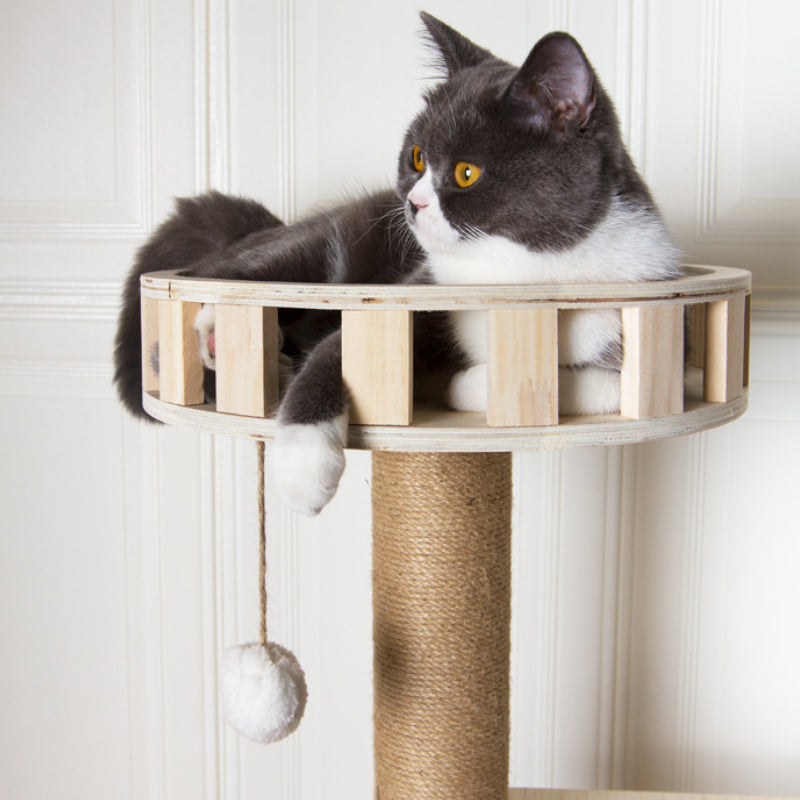 Summer cool wooden cat tree Lmitation rattan cat tree