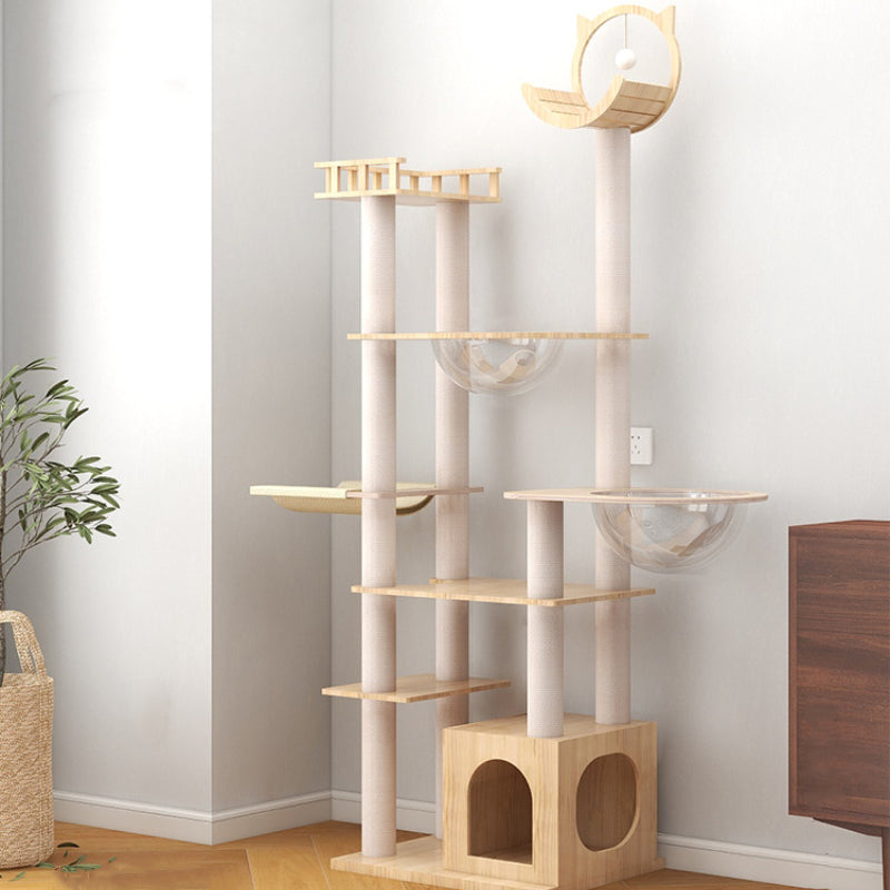 Summer cool solid wood cat tree Cat ears cat tower