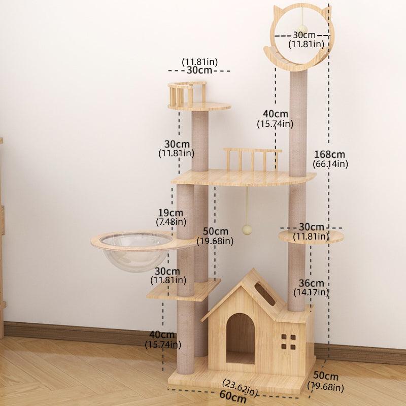 Summer cool solid wood cat tree Cat ears cat tower