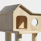 Multi-Level Wooden Cat Tower with Scratching Post & Toy 130cm