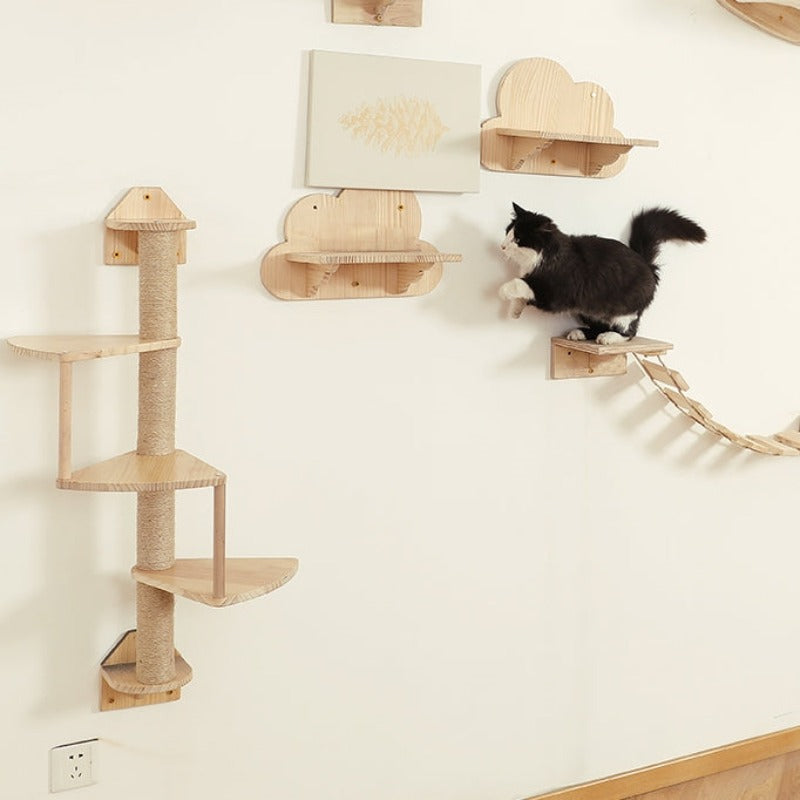 Wall-mounted Solid Wood Cat Bed Frame Cat Shelves