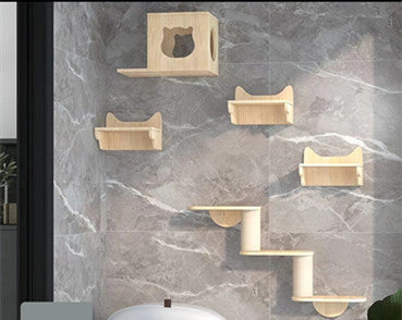Wall-mounted cat tree shelf cat scratching post