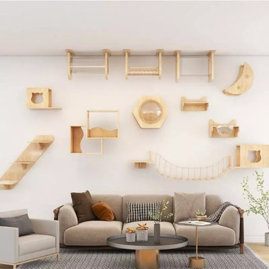 Solid Wood Cat Wall Shelves | Cat Wall Furniture