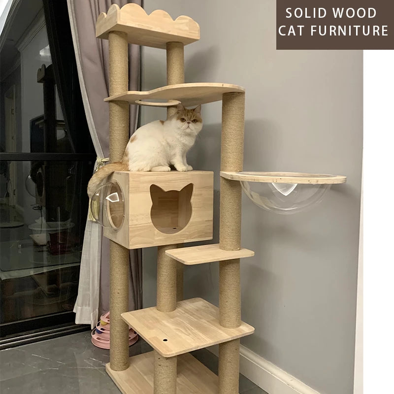 Solid Wood Cat Tree Cats Scratcher