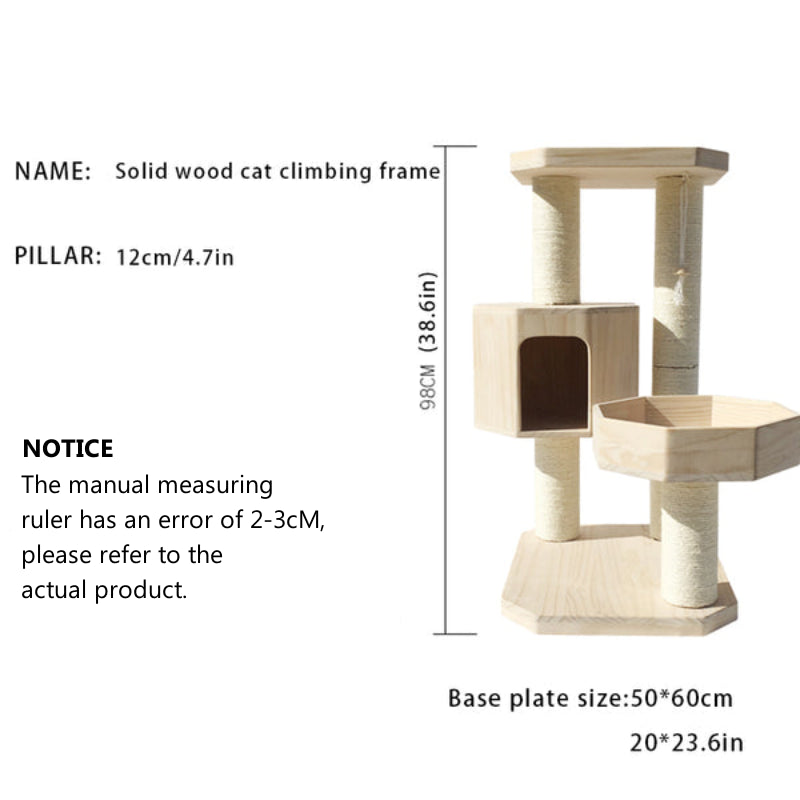 Multi-Level Cat Tower with Scratching Post 98cm