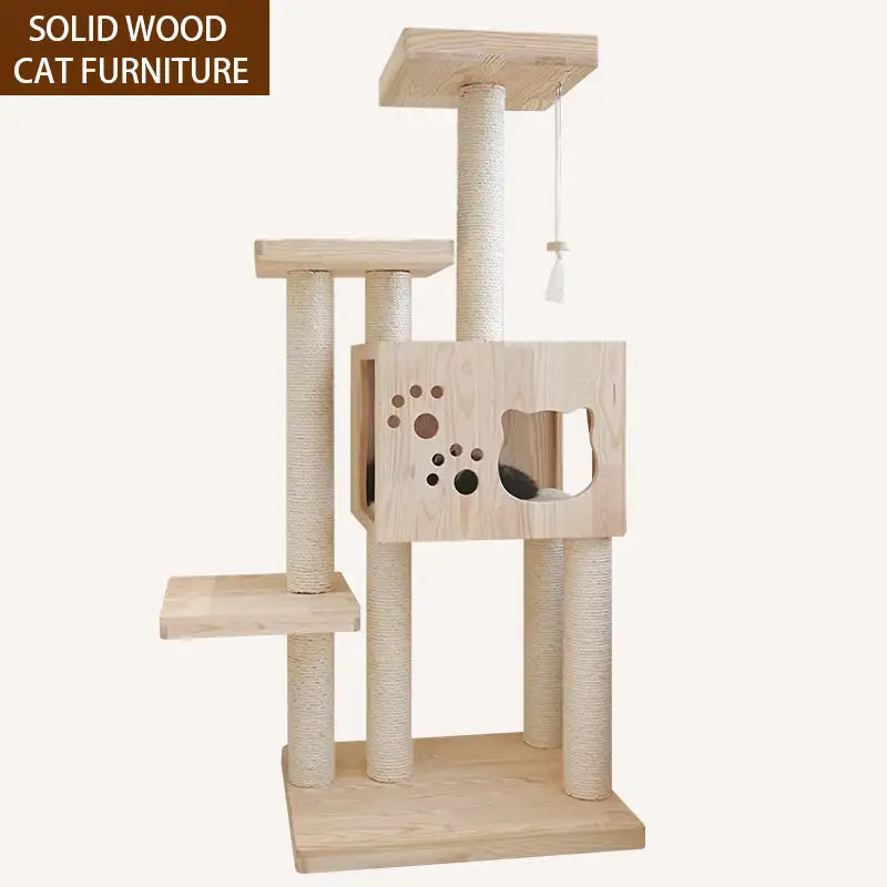 Multi-Level Cat Tower with Scratching Post & Toy