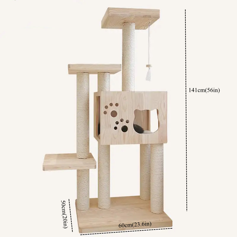 Multi-Level Cat Tower with Scratching Post & Toy