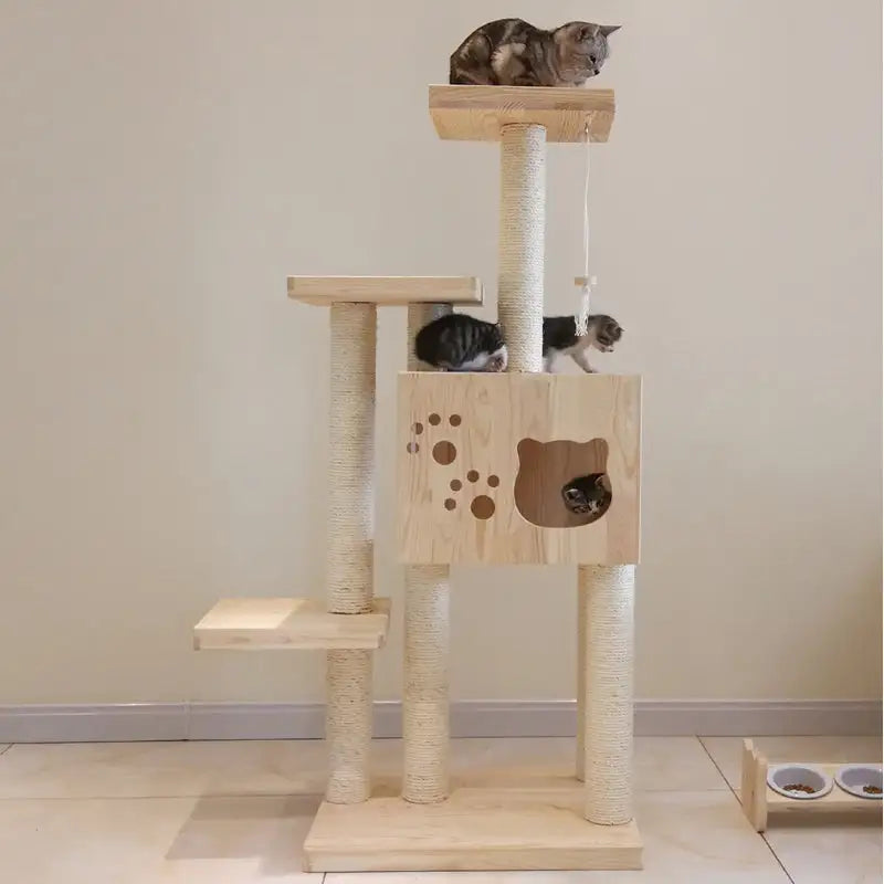 Multi-Level Cat Tower with Scratching Post & Toy