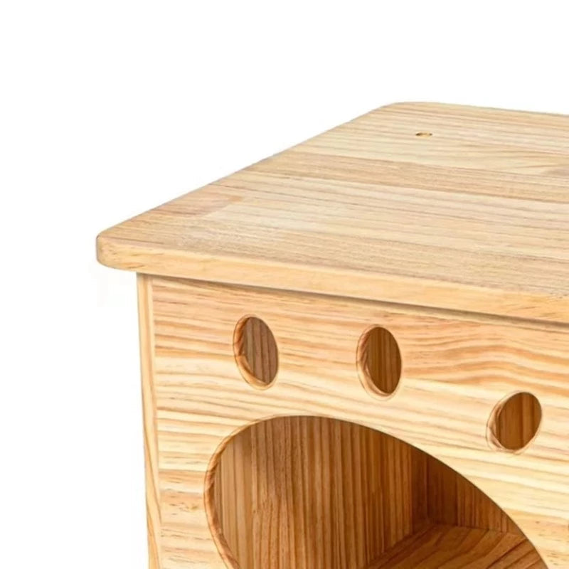 Solid Wood Cat Tree 95~195cm Multi-Level Cat Tower 4types