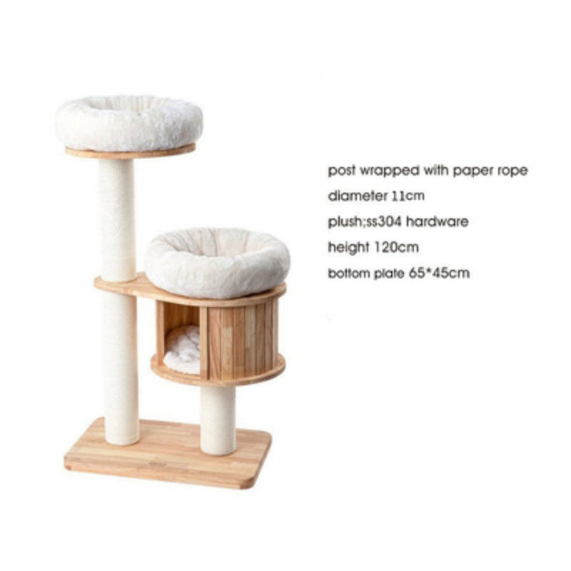 Cat Tree Solid Wood Cat Tower with Hammock & Space Capsule 3types